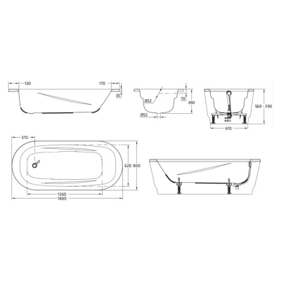 Стальная ванна BLB Universal Anatomica Oval 180x80 фотография