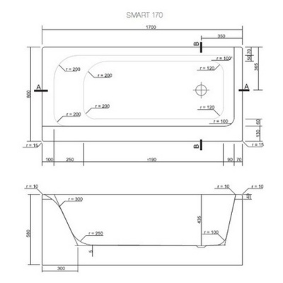 Акриловая ванна Cersanit Smart 170x80 фотография