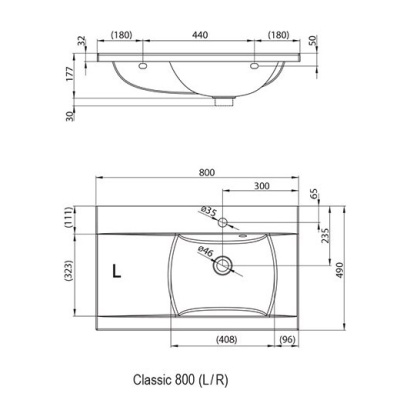 Умывальник Ravak Classic 800 L XJDL1180000 фотография