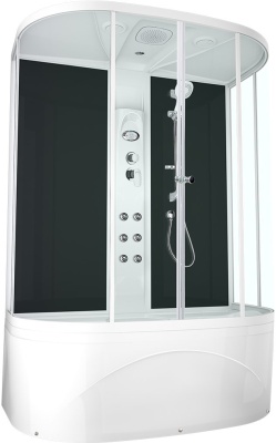 Душевая кабина Domani-Spa Neat high 150x80 (прозрачное стекло / черные стенки) с крышей с гидромассажем фотография