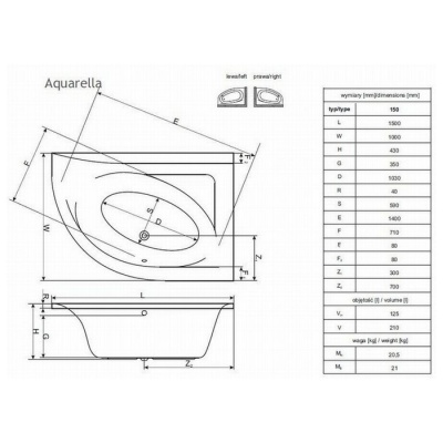 Акриловая ванна Excellent Aquarella L 150x100 фотография