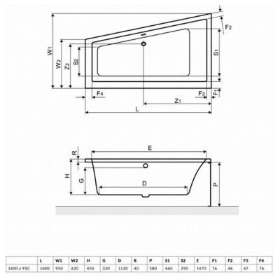 Акриловая ванна Excellent M-Sfera R 160x95 фотография