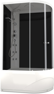 Душевая кабина Domani-Spa Delight 128 high L 120x80 (тонированное стекло / черные стенки) с крышей с гидромассажем фотография