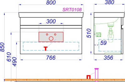 Тумба под умывальник Aqwella Smart 80 SRT0108DB (дуб балтийский) фотография