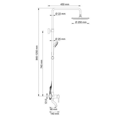 Душевая система WasserKraft А14401 фотография