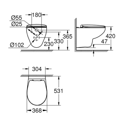 Подвесной унитаз Grohe Bau 39351000 с сиденьем фотография