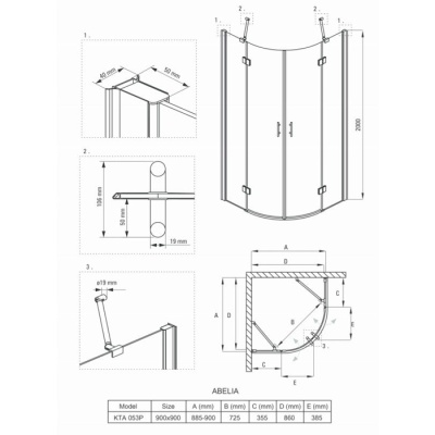 Душевой уголок Deante Abelia KTA 053P 90x90 фотография