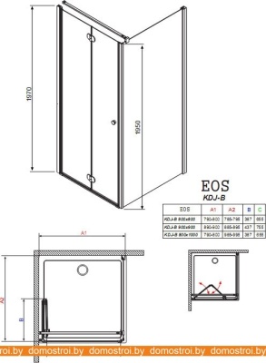 Душевой уголок Radaway Eos KDJ-B 80Rx80 (прозрачное стекло) фотография