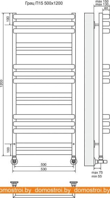 Полотенцесушитель TERMINUS Грац П15 (530x1200) фотография