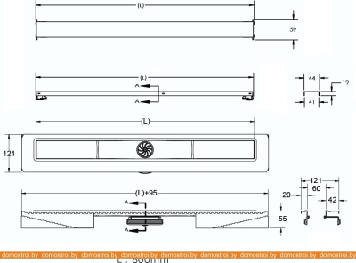 Душевой трап Berges Wasserhaus С1 Norma 800 (матовый хром) фотография