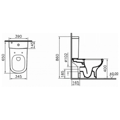 Напольный унитаз Vitra D-Light Rim-ex Open-back 9014B003-7209 с бачком и сиденьем микролифт фотография