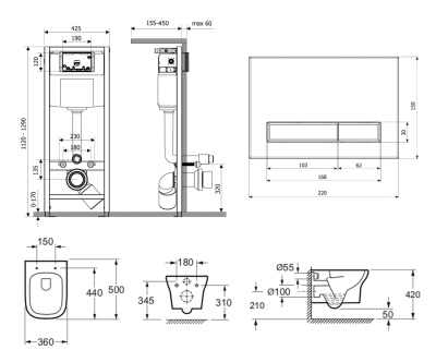 Комплект для подвесного унитаза 5 в 1 Smart N-Flash 3930024R фотография