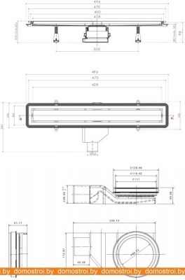 Душевой трап Pestan Confluo Premium Black Glass Line 450 Gold фотография