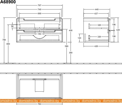 Тумба под умывальник Villeroy & Boch Subway 2.0 A68900DH фотография