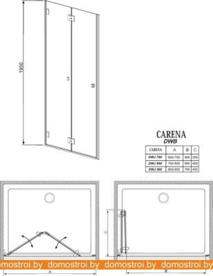 Душевая дверь Radaway Carena DWB 70L (прозрачное стекло) фотография