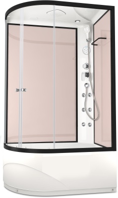 Душевая кабина Domani-Spa Delight 128 high R 120x80 (прозрачное стекло / розовые стенки) с крышей с гидромассажем фотография