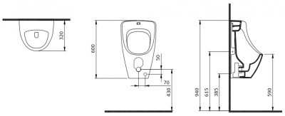 Писсуар Bocchi Taormina 1163-001-0130 задний подвод фотография