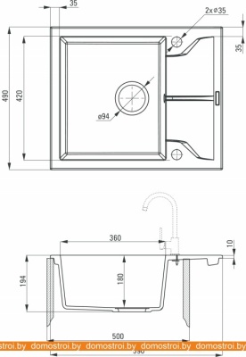Кухонная мойка Deante Andante ZQN S11A (серый металик) фотография