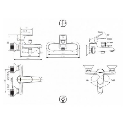 Смеситель для ванны Bravat Alfa F6120178CP-01 фотография