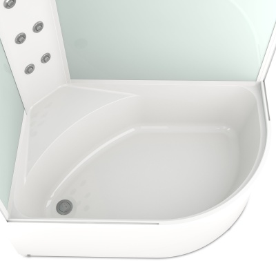 Душевая кабина Domani-Spa Delight 128 high L 120x80 (прозрачное стекло / голубые стенки) с крышей с гидромассажем фотография