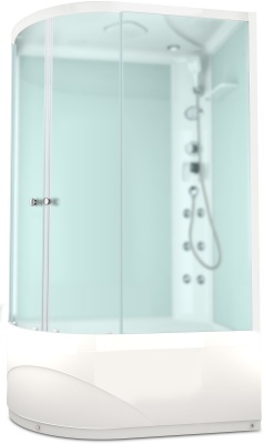 Душевая кабина Domani-Spa Delight 128 high R 120x80 (сатин матированное стекло / белые стенки) с крышей с гидромассажем фотография