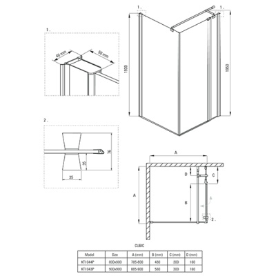 Кабина квадратная Deante Cubic KTI 044P 80х80х195см фотография