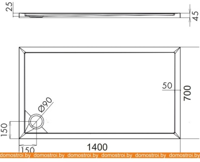 Душевой поддон Omnires Merton 70x140 (правый) фотография