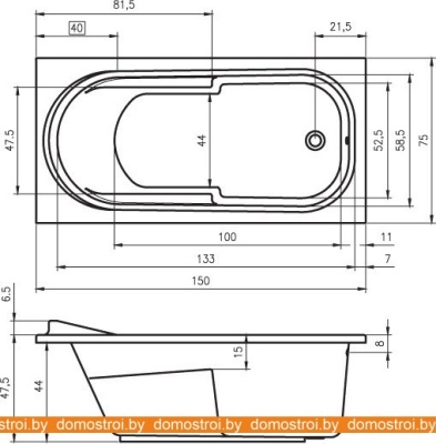 Ванны Riho Columbia 150x75 BA02005 (с ножками и экраном) фотография