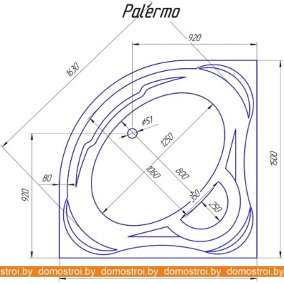 Ванны 1Марка Palermo 150x150 (с каркасом и экраном) фотография