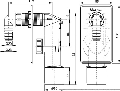 Сифон с переливом Alcaplast APS3 фотография