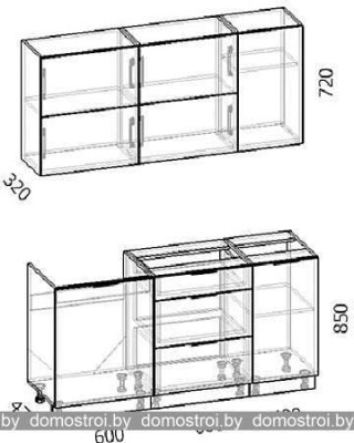 Кухня Интермебель Микс Топ-32 1.6м (дуб крафт золотой-графит серый-ателье светлое) фотография