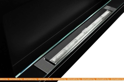 Биокамин BiokominkiGMT 900x400 Slim (черный матовый со стеклом) фотография