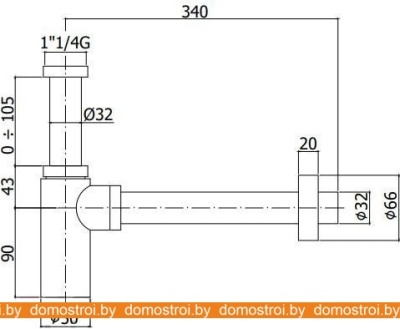Сифон с переливом Paffoni Light ZACC240ST фотография