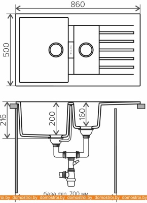 Кухонная мойка Tolero Loft TL-860 (серый) фотография
