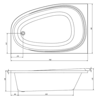 Акриловая ванна VentoSpa Like LA 170x110 L фотография