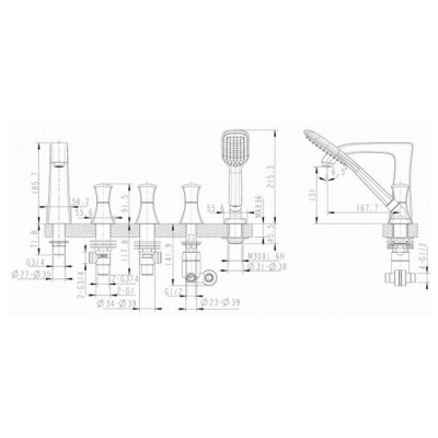 Смеситель для ванны Bravat WHIRLPOOL F578112C фотография