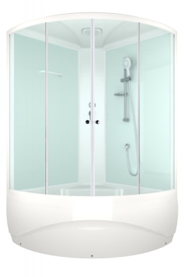 Душевая кабина Domani-Spa Vitality high 120x120 (сатин матированное стекло / белые стенки) фотография