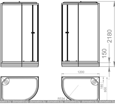 Душевая кабина Domani-Spa Delight 128 120x80 L с гидромассажем (черный/тонированное) фотография