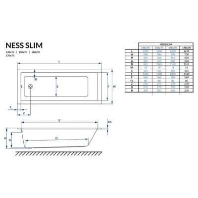 Акриловая ванна Excellent Ness Slim 150x70 фотография