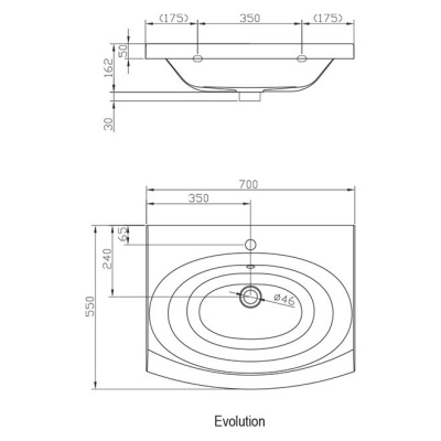 Умывальник Ravak Evolution XJE01100000 фотография
