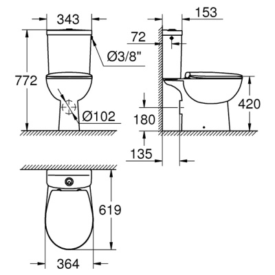 Напольный унитаз Grohe Bau 5 [39437000+39349000+39493000] с сиденьем фотография