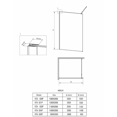 Душевая стенка Deante Abelia Walk-In KTA N39P  90х200см фотография