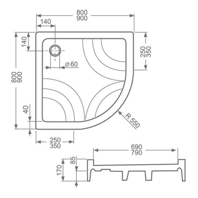 Акриловый поддон Roltechnik HAWAII-P 90x90x17 фотография