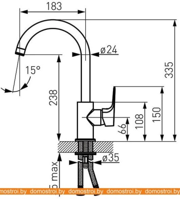 Смеситель Ferro Tiga VerdeLine BTG4VL-12 фотография