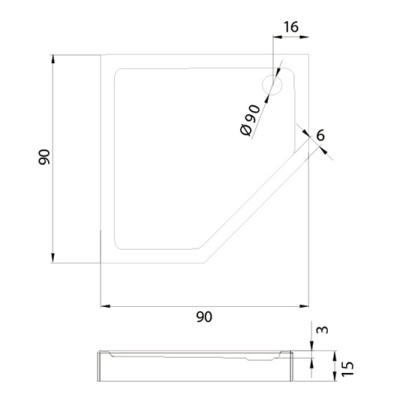 Акриловый поддон New Trendy New Azura 90x90x15 B-0366 фотография