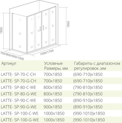 Боковая часть GoodDooor LATTE SP-80-C-WE 80x185 фотография