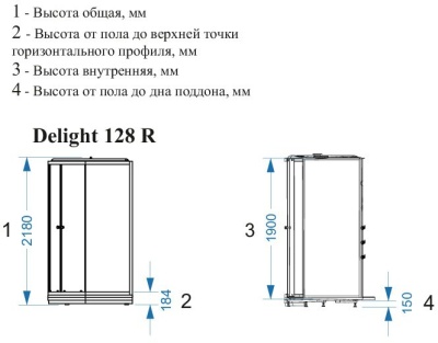 Душевая кабина Domani-Spa Delight 128 120x80 R (прозрачное стекло / белые стенки) фотография
