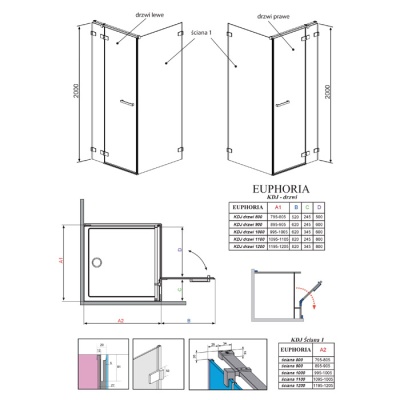 Душевая стенка Radaway Euphoria KDJ S1 [383052-01] 100x200 фотография