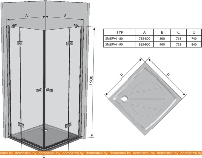 Душевой уголок Ravak SmartLine SMSRV4 80x80 фотография