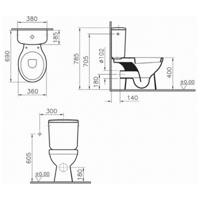 Напольный унитаз Vitra Normus 9780B003-1176 с бачком и сидением фотография
